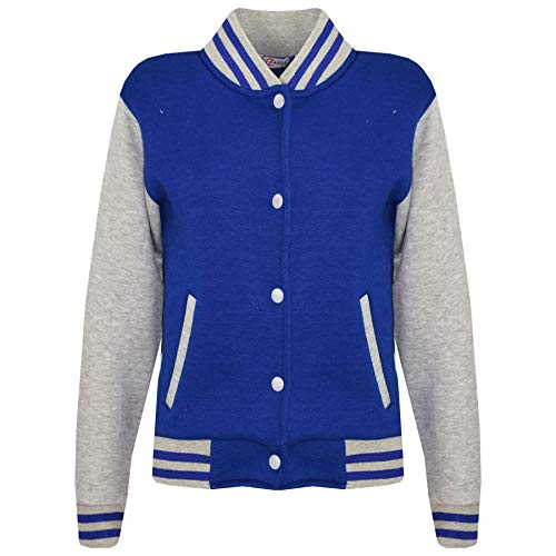 A2Z 4 Kids Baseball Kontrast Jacke Varsity Stilvoll Mantel B.B Stehkragen Lange Ärmel - B.B Plain Jacket Royal & Grey 7-8 von A2Z 4 Kids