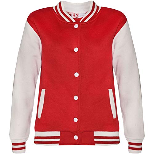 A2Z 4 Kids Baseball Kontrast Jacke Varsity Stilvoll Mantel B.B Stehkragen Lange Ärmel - B.B Plain Jacket Red 9-10 von A2Z 4 Kids