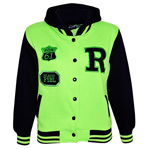 A2Z4Kids B.B Kapuzen R Fashion Fox Jacke Varsity Baseball - B.B Jacket New Fox Neon Green 5-6 von A2Z 4 Kids