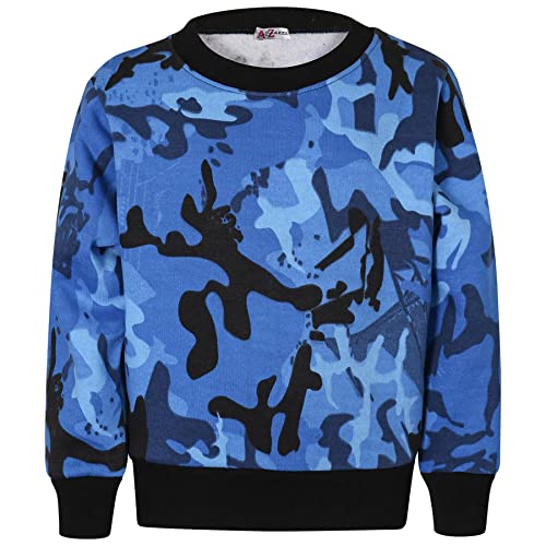 A2Z 4 Kids® Kinder Mädchen Jungen Unisex Camo Blau Mode Pullover - Plain Jumper Camo Blue._13 von A2Z 4 Kids