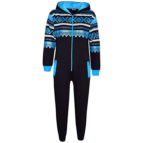 A2Z 4 Kids® Kinder Mädchen Jungen Vlies Strampelanzug Aztec Schneeflocke - Aztec Onesie 001 Black & Blue 11-12 von A2Z 4 Kids