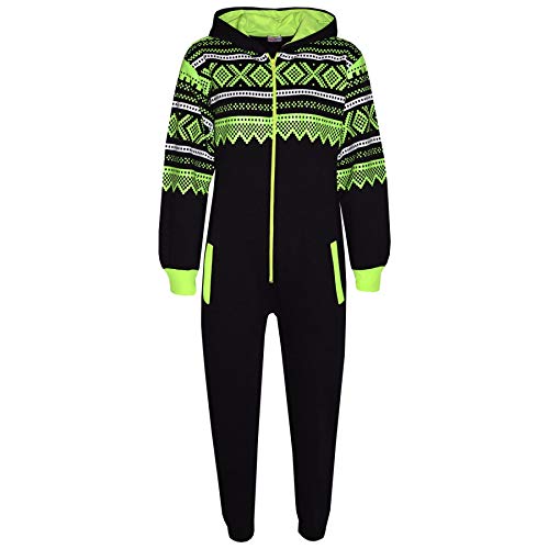 A2Z 4 Kids® Kinder Mädchen Jungen Vlies Strampelanzug Aztec Schneeflocke - Aztec Onesie 001 Black & N. Green 5-6 von A2Z 4 Kids