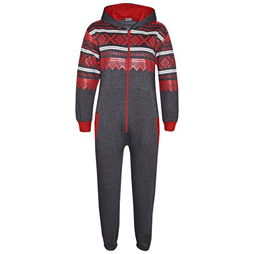 A2Z 4 Kids® Kinder Mädchen Jungen Vlies Strampelanzug Aztec Schneeflocke - Aztec Onesie 001 Charcoal & Red 13 von A2Z 4 Kids