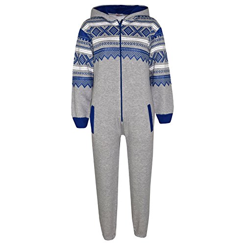 A2Z 4 Kids® Kinder Mädchen Jungen Vlies Strampelanzug Aztec Schneeflocke - Aztec Onesie 001 Grey & Royal 9-10 von A2Z 4 Kids