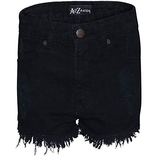 A2Z 4 Kids® Kinder Mädchen Kurze Hose Bermuda Dünn Zerrissen Jeans Heiß Hosen - Shorts Denim S03 Jet Black 9-10 von A2Z 4 Kids