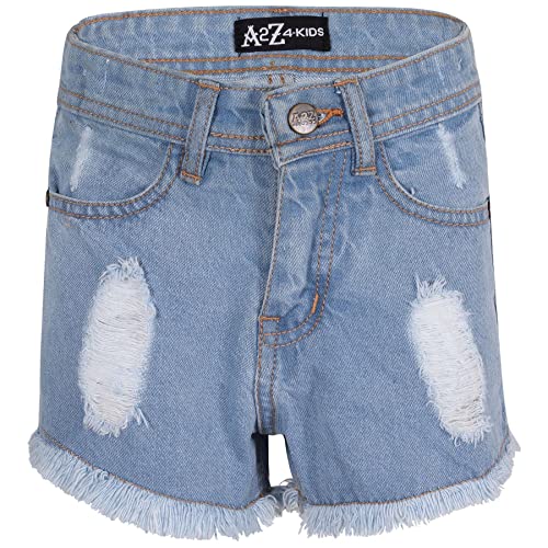 A2Z 4 Kids® Kinder Mädchen Kurze Hose Bermuda Dünn Zerrissen Jeans Heiß Hosen - Shorts Denim S03 Light Blue 9-10 von A2Z 4 Kids