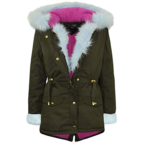 A2Z 4 Kids® Kinder Mädchen Mit Kapuze Jacke Designer Regenbogen Pelz - Jacket JK21 Fur Baby Blue 11-12 von A2Z 4 Kids