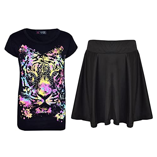 A2Z 4 Kids® Kinder Mädchen Multi Tiger Aufdruck - Multi Tiger Set Black Skirt 11-12.2 von A2Z 4 Kids