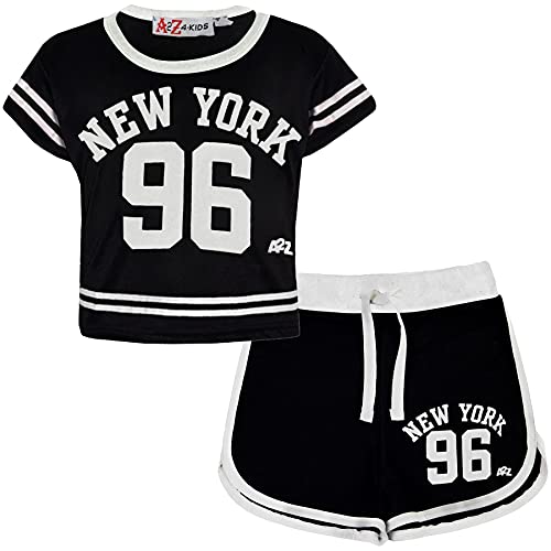 A2Z 4 Kids® Kinder Mädchen Shorts Set Schwarz New York 96 Aufdruck - Shorts Set 489 Black._7-8 von A2Z 4 Kids