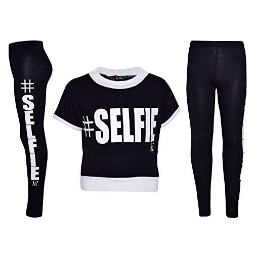 A2Z 4 Kids® Kinder Mädchen Top Kinder #Selfie Aufdruck T-Shirt - Selfie Set Black 7-8 von A2Z 4 Kids