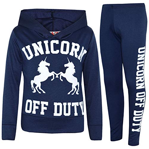 A2Z 4 Kids® Kinder Mädchen Tops Designer Unicorn Off Duty - Unicorn Hooded Crop Set Navy 11-12 von A2Z 4 Kids