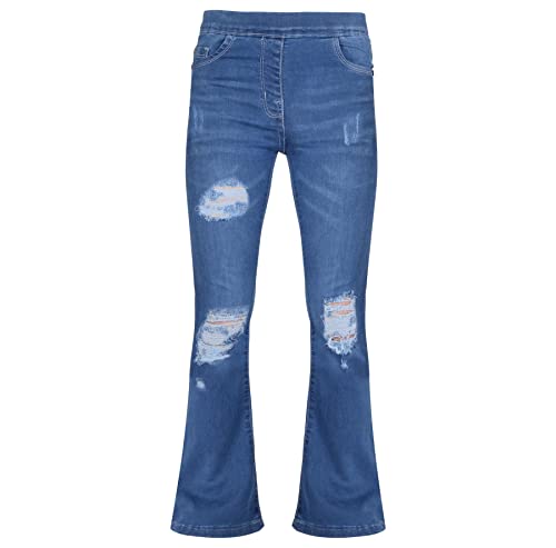 A2Z 4 Kids Mädchen Denim Jeans Kompfort Dehnbar Jeggings Bell Bottom - Jeans JN37 Mid Blue 9-10 von A2Z 4 Kids