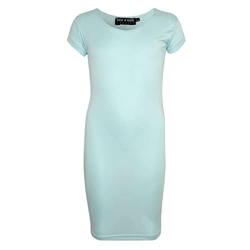 A2Z 4 Kids® Mädchen Midi Kleid Kinder Einfach Farbe Bodycon - New Midi Dress Aqua 5-6 von A2Z 4 Kids