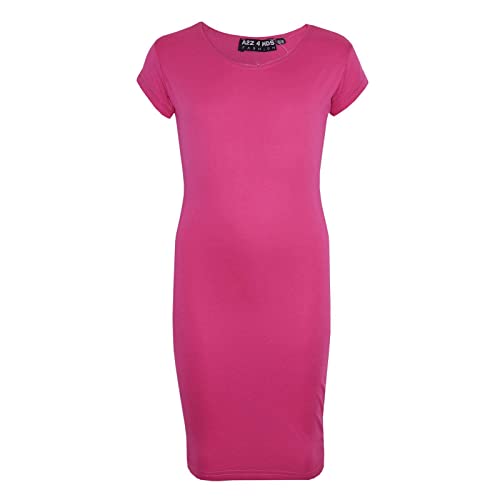 A2Z 4 Kids® Mädchen Midi Kleid Kinder Einfach Farbe Bodycon - New Midi Dress Cerise 7-8 von A2Z 4 Kids