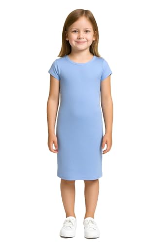A2Z 4 Kids Mädchen Kleider Plain Schlank Fit Strecken Bodycon - New MidiDress Sky Blue 7-8 von A2Z 4 Kids