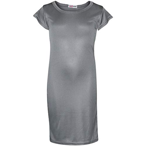 A2Z 4 Kids® Mädchen Midi Kleid Kinder Einfach Farbe Bodycon - New Midi Dress Steel Grey 11-12 von A2Z 4 Kids