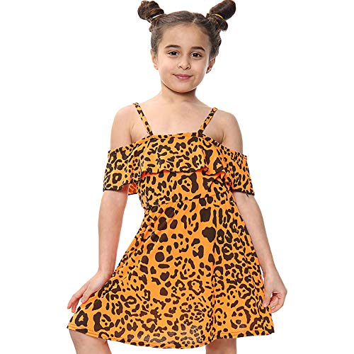 A2Z 4 Kids Mädchen Off Shoulder Kleid Leopard Aufdruck - Leopard 260 Off Shoulder N.Orange 7-8 von A2Z 4 Kids