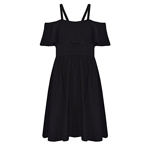 A2Z 4 Kids® Mädchen Skater Kleid Kinder Deigner's Einfach Farbe - Plain Off Shoulder Dress Black 11-12 von A2Z 4 Kids