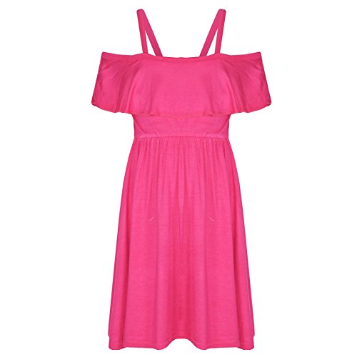 A2Z 4 Kids® Mädchen Skater Kleid Kinder Deigner's Einfach Farbe - Plain Off Shoulder Dress Pink 11-12 von A2Z 4 Kids