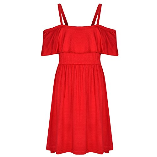 A2Z 4 Kids® Mädchen Skater Kleid Kinder Deigner's Einfach Farbe - Plain Off Shoulder Dress Red 11-2 von A2Z 4 Kids