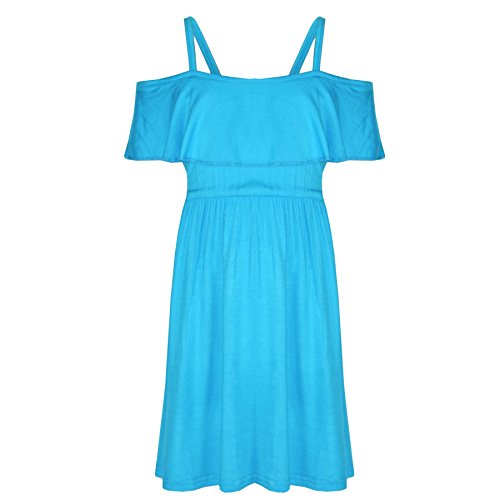 A2Z 4 Kids® Mädchen Skater Kleid Kinder Deigner's Einfach Farbe - Plain Off Shoulder Dress Turquoise 7- von A2Z 4 Kids