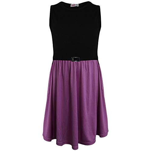 A2Z 4 Kids® Mädchen Skater Kleid Kinder Designer Kontrast Paneele - Skater Dress Panel Lilac 13 von A2Z 4 Kids