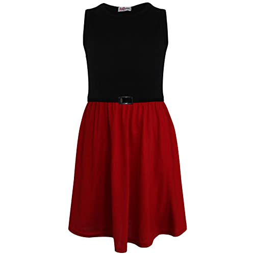 A2Z 4 Kids® Mädchen Skater Kleid Kinder Designer Kontrast Paneele - Skater Dress Panel Red 11-12 von A2Z 4 Kids