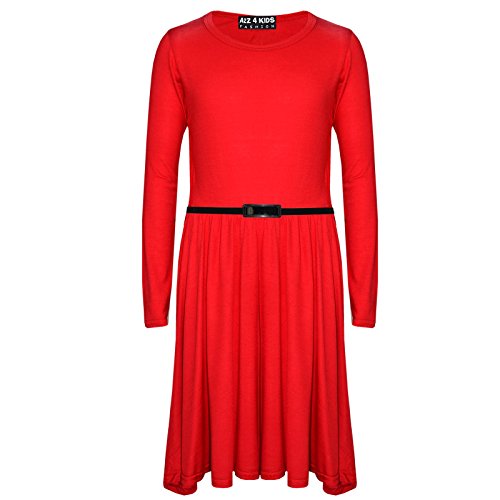 A2Z 4 Kids Mädchen Skater Kleid Kinder Party Mode Kleides - 3/4 Skater Red 13 von A2Z 4 Kids