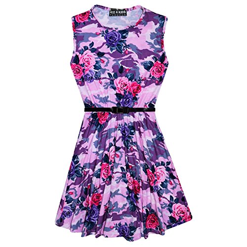 A2Z 4 Kids® Mädchen Skater Kleid Kinder - Skater Dress Camo Floral Baby Pink11- von A2Z 4 Kids