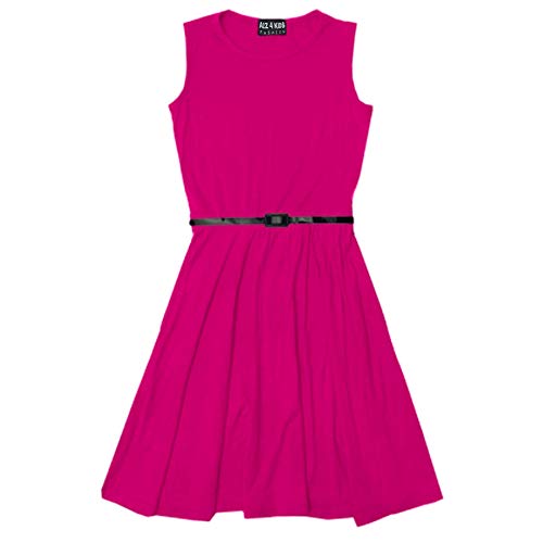 A2Z 4 Kids® Mädchen Skater Kleid Kinder Sommer Party Mode Kleider - Skater Sleeveless Cerise 5-6 von A2Z 4 Kids