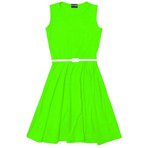 A2Z 4 Kids® Mädchen Skater Kleid Kinder Sommer Party Mode Kleider - Skater Sleeveless Neon Grün 9-10 von A2Z 4 Kids