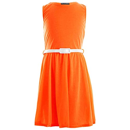 A2Z 4 Kids® Mädchen Skater Kleid Kinder Sommer Party Mode Kleider - Skater Sleeveless Neon Orange 13 von A2Z 4 Kids