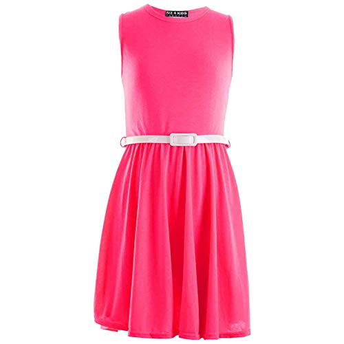 A2Z 4 Kids® Mädchen Skater Kleid Kinder Sommer Party Mode Kleider - Skater Sleeveless Neon Pink 9-10 von A2Z 4 Kids