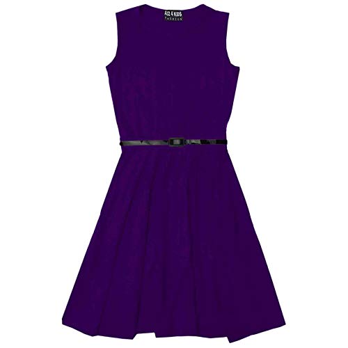 A2Z 4 Kids® Mädchen Skater Kleid Kinder Sommer Party Mode Kleider - Skater Sleeveless Purple 9-10 von A2Z 4 Kids