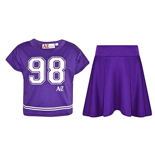 A2Z 4 Kids® Mädchen Top Kinder 98 Aufdruck - New Crop Top 98 Skirt Purple 11-12 von A2Z 4 Kids