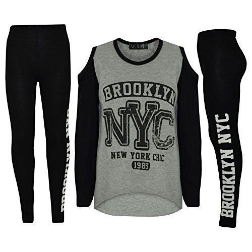 A2Z 4 Kids® Mädchen Top Kinder Brooklyn NYC New York CHIC 1985 - Brooklyn NYC Set Grey 7-8 von A2Z 4 Kids