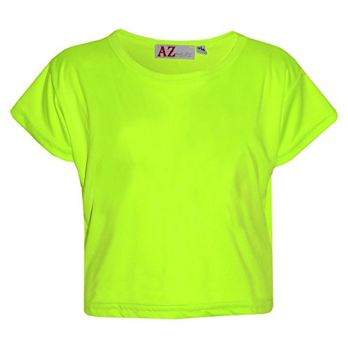 A2Z 4 Kids Mädchen Top Kids Schlicht - New Crop Top Plain Neon Green 7-8 von A2Z 4 Kids