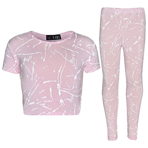 A2Z 4 Kids® Mädchen Top Kinder Splash Aufdruck - Splash Crop Legging Baby Pink 9-10 von A2Z 4 Kids