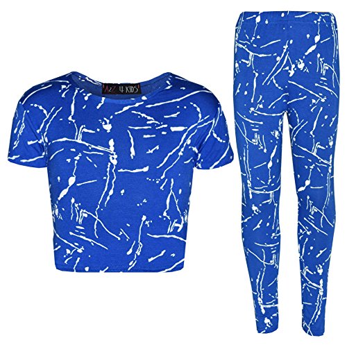 A2Z 4 Kids® Mädchen Top Kinder Splash Aufdruck - Splash Crop Legging Royal Blue 11-2 von A2Z 4 Kids