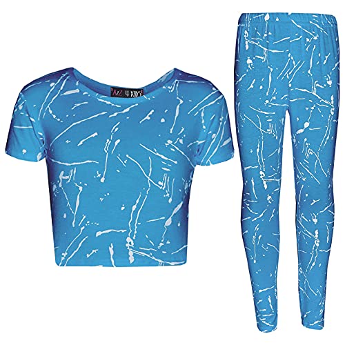 A2Z 4 Kids® Mädchen Top Kinder Splash Aufdruck - Splash Crop Legging Turquoise 11-12 von A2Z 4 Kids