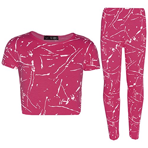 A2Z 4 Kids® Mädchen Top Kinder Splash Aufdruck - Splash Crop & Legging Pink 11-12 von A2Z 4 Kids