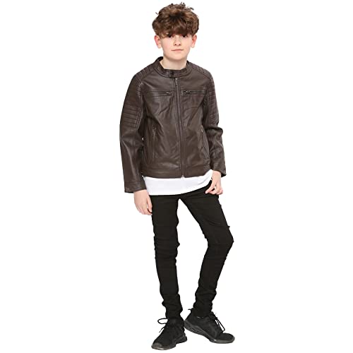 A2Z 4 Kids Motorrad Biker Jacke PU Leder Jacke Reißverschluss Stilvolle - Jacket JK32 Dark Brown 13 von A2Z 4 Kids