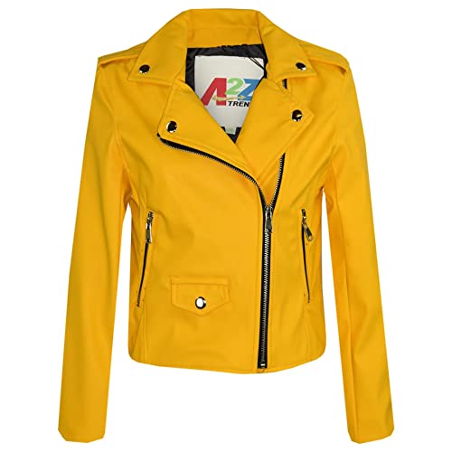 A2Z 4 Kids® PU Leder Jacke Dicker Kragen Biker Reißverschluss Mantel wasserdichte - PU Leather Jacket 460 Mustard 5-6. von A2Z 4 Kids