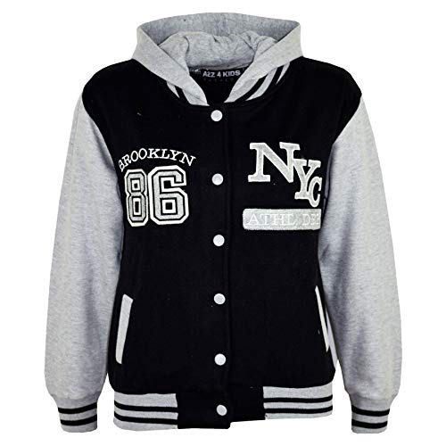 A2Z 4 Kids Unisex Kinder Mädchen Jungen Baseball Bequem NY ATHLETIC - NY Jacket Black 7-8 von A2Z 4 Kids