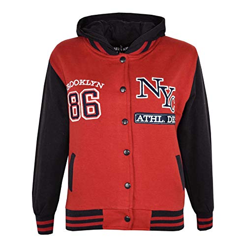 A2Z 4 Kids Unisex Kinder Mädchen Jungen Baseball Bequem NY ATHLETIC - NY Jacket Black & Red 13 von A2Z 4 Kids