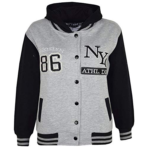 A2Z 4 Kids Unisex Kinder Mädchen Jungen Baseball Bequem NY ATHLETIC - NY Jacket Grey 9-10 von A2Z 4 Kids