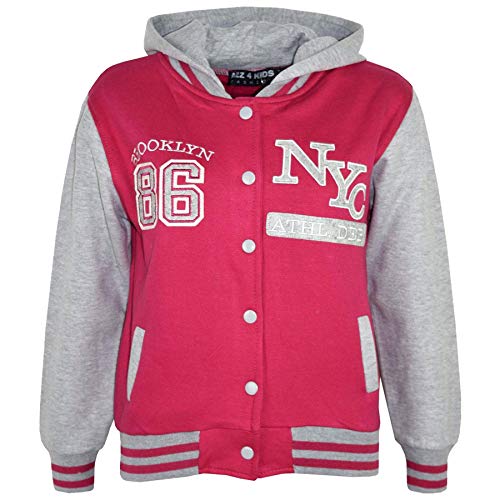 A2Z 4 Kids Unisex Kinder Mädchen Jungen Baseball Bequem NY ATHLETIC - NY Jacket Pink 5-6 von A2Z 4 Kids