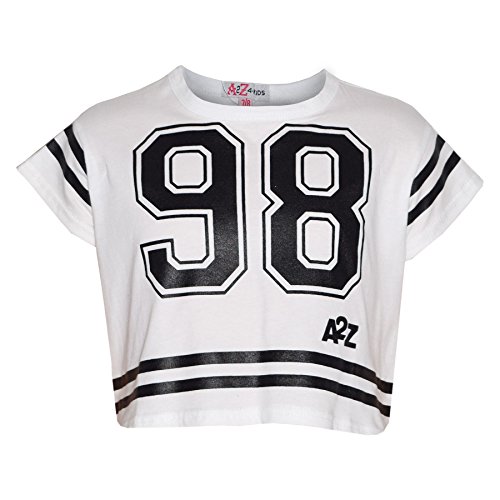 A2Z 4 Kids?® Mädchen Top Kinder 98 Aufdruck - New Crop Top 98 White 11-12 von A2Z 4 Kids?