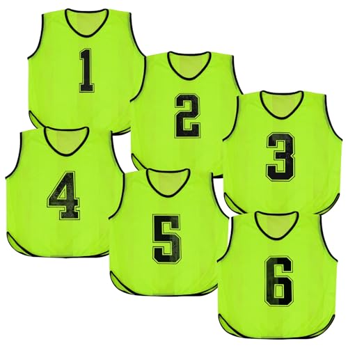 A2Z 4 Kids 6er Pack Trainingsleibchen Sportwesten bequem atmungsaktiv Übungsnummern - Sports Bibs 762 Yellow 9-14 von A2Z 4 Kids