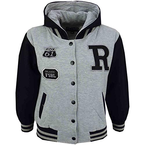 A2Z 4 Kids B.B Mit Kapuze R Mode NYC/Fox Jacke Varsity Baseball Stil Mantel - B.B Fox Grey & Black 3-4 von A2Z 4 Kids